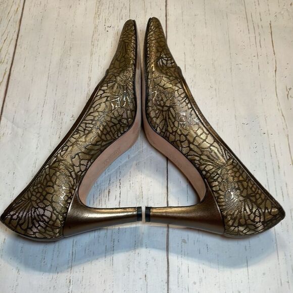 Timothy Hitsman women’s copper/gold fabric heel size 8.5. - Picture 9 of 12